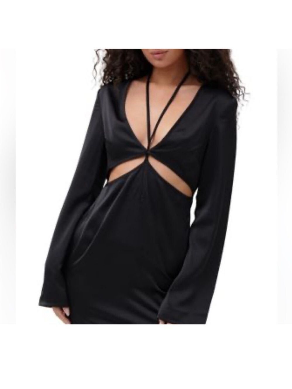 4th + Reckless Arlo Scoop Satin Maxi Dress in Black Sz Small